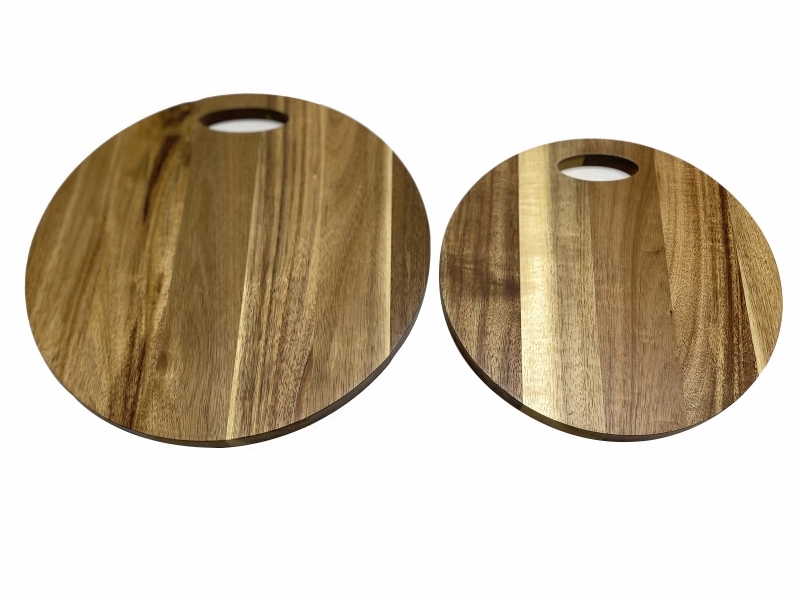 Top-tier Round Acacia Cutting Board Set with Handle Cutouts